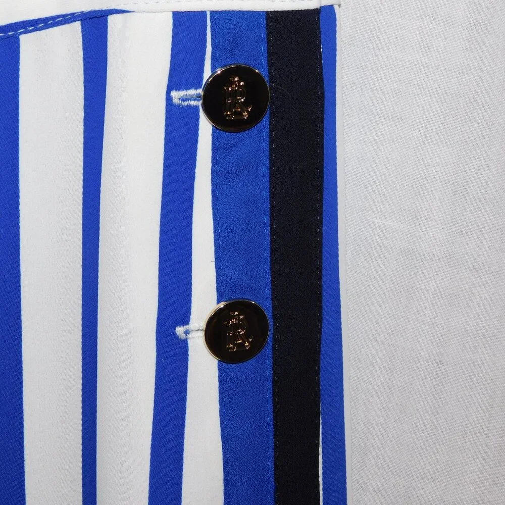 Lauren Ralph Lauren Womens 6 Blue White Striped Wide Leg Pant High Rise - Picture 8 of 16